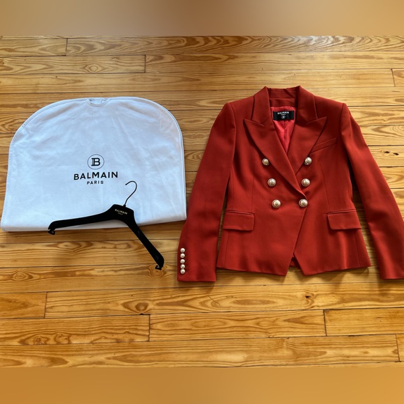 Balmain Double Vested Blazer Size 44 in Orange/Red - Picture 13 of 16